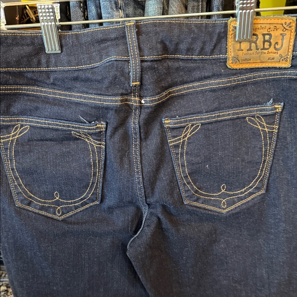 True Religion Navy Denim with Leather Patch